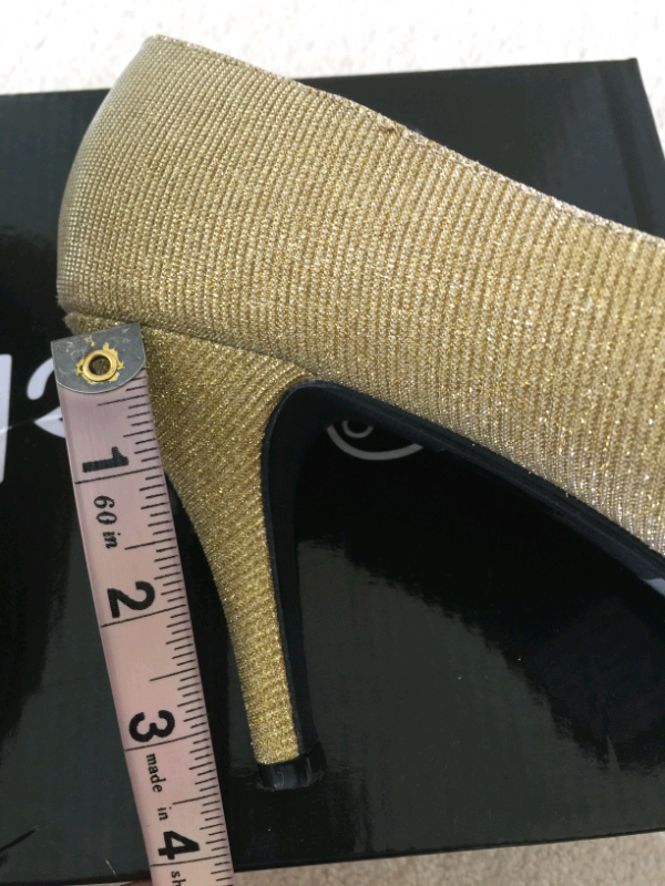 Ladies Gold Sparkly Diamante Open Toe, High Heel Party Shoes. Asian Si