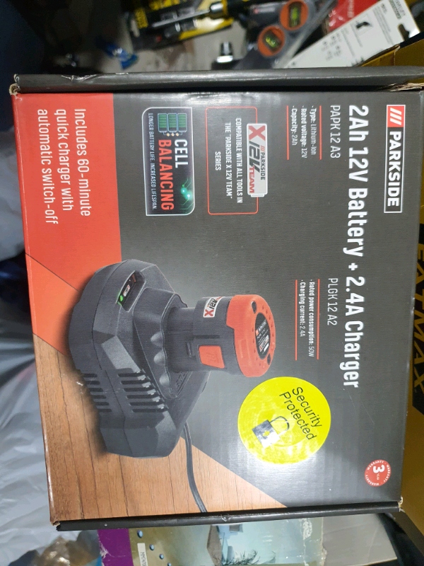 Parkside 12V 2Ah 4Ah Battery With Charger Fit All Tools In X12V Team