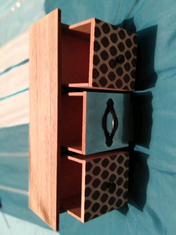 Wooden jewellery drawers with hooks