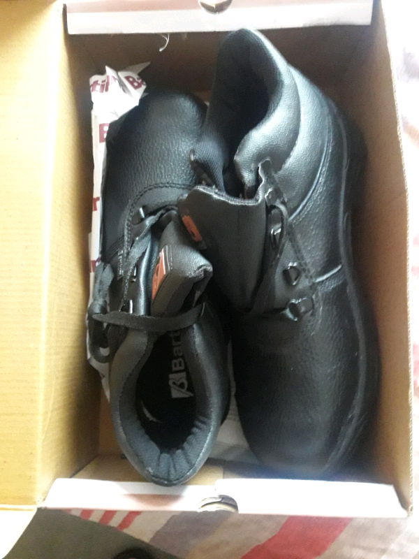 Men's safety work boots steel toe cap black size (7) brand new boxed 