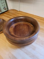 Large heavy wooden fruit bowl