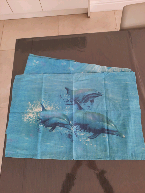 image for SINGLE DUVET SET TURQUOISE DOLPHIN POLYCOTTON GOOD USED CONDITION