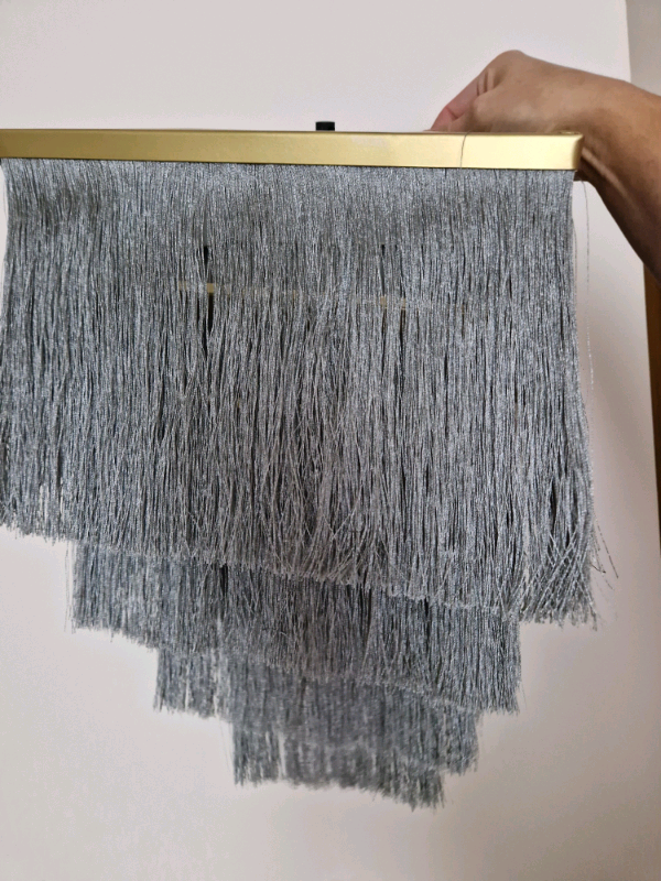 image for 4 tier gold grey fringle ceiling pendant 