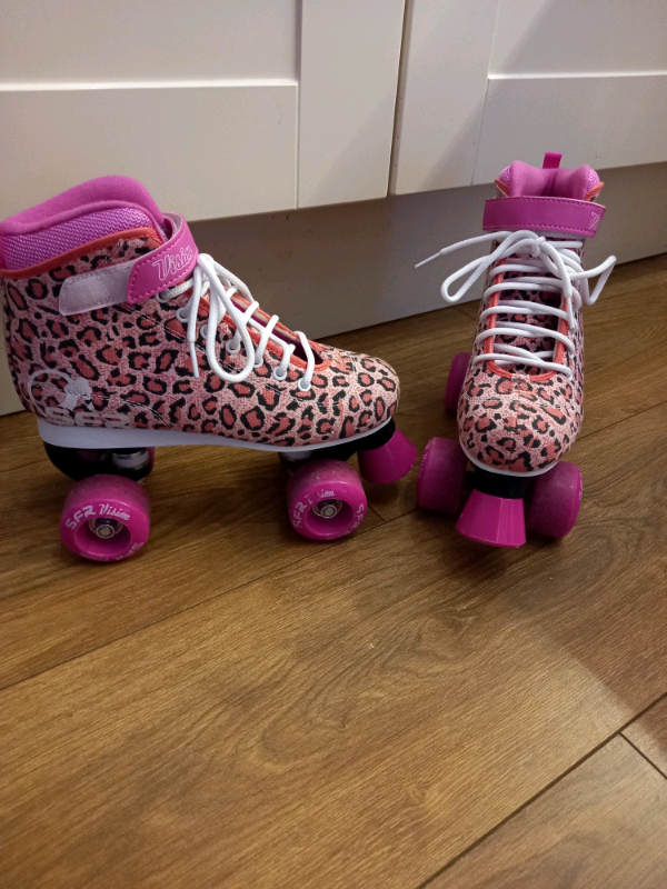 Pink Leopard Roller Skates Size 3