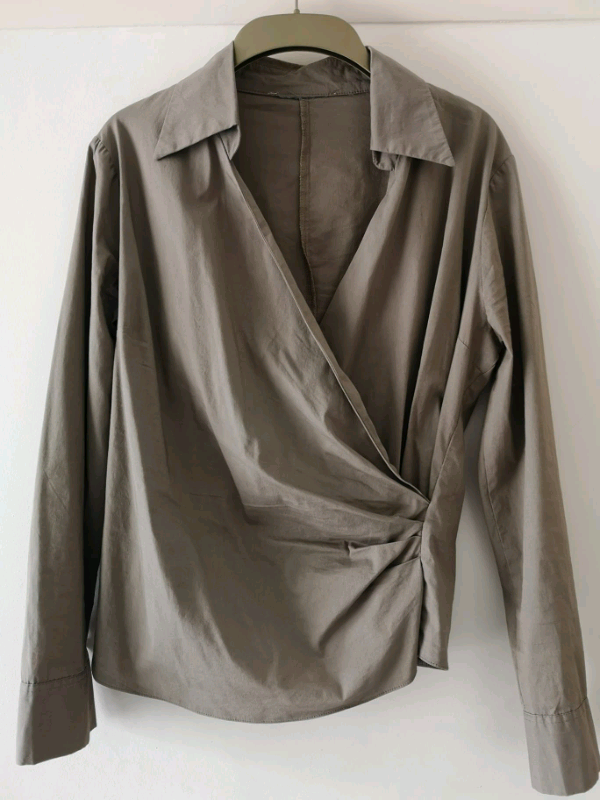 image for Beige Cotton Fitted Side Zip Shirt
