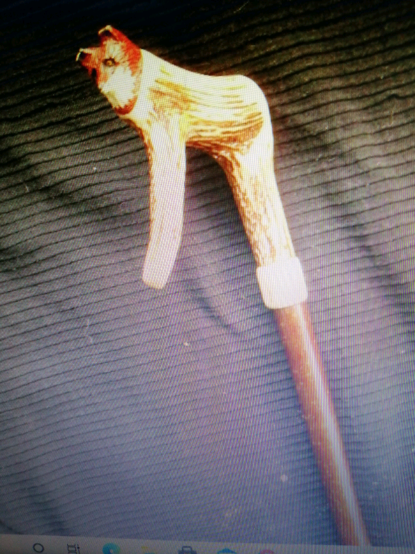 Carved fox walking stick 