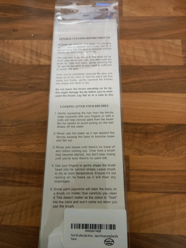 Pack of 6 artist paint brushes new