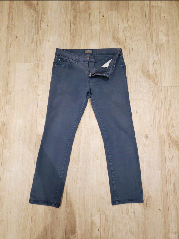 image for Net Denim Blue Slim fit zipped button Jeans trousers