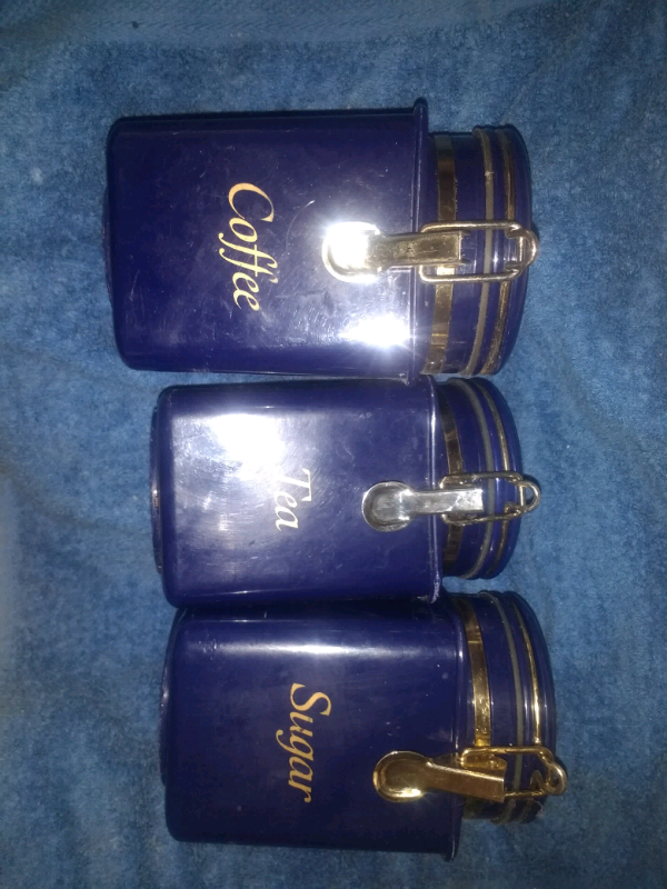 image for Tea coffee sugar jars in dark blue