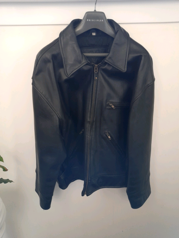 Gents Black Leather Biker  jacket Large-xl