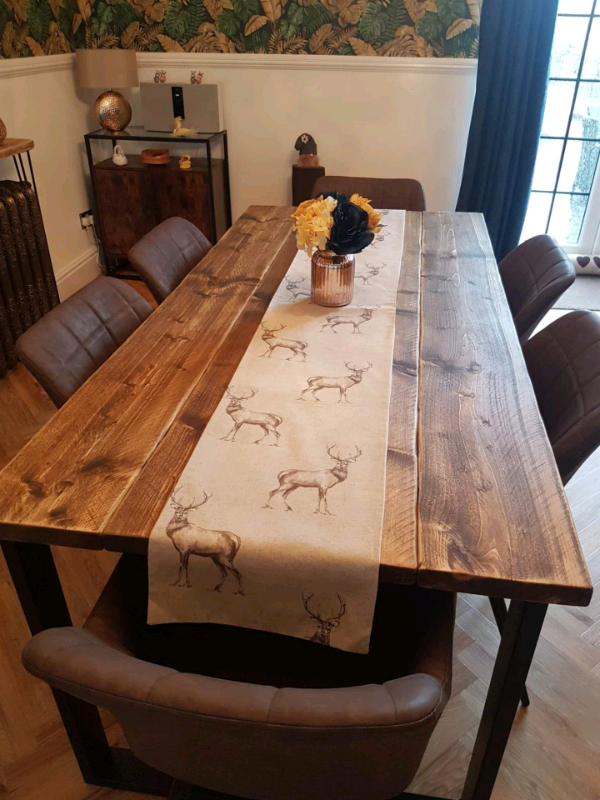 Rustic Dining Table, with Industrial Steel Box Legs 