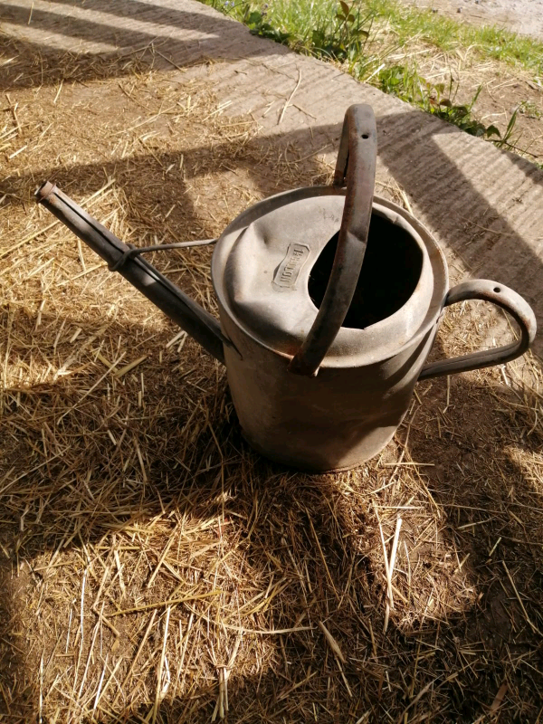 VINTAGE ZINC WATERING CAN * GARDEN PLANTER * 
