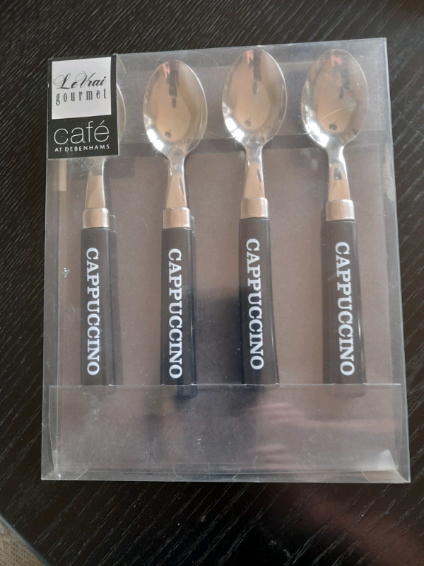 image for New 4 cappuccino stainless steel spoons