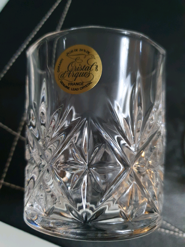 Set of Two Lead Crystal Whisky Tumblers.