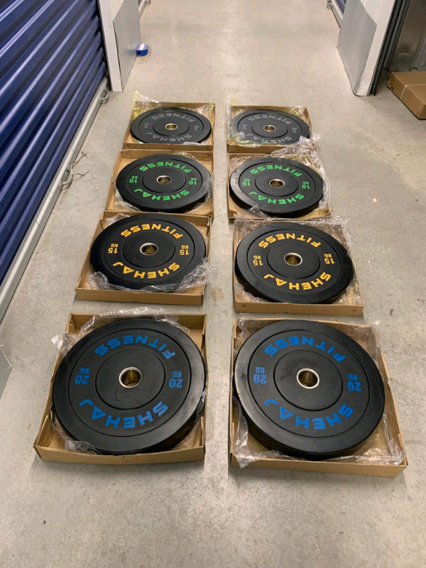BRAND NEW 100kg Bumper plates + 7ft 20kg Barbell Set Olympic 2” 