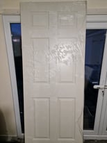 80 x 32 6 panel grained white interior door 