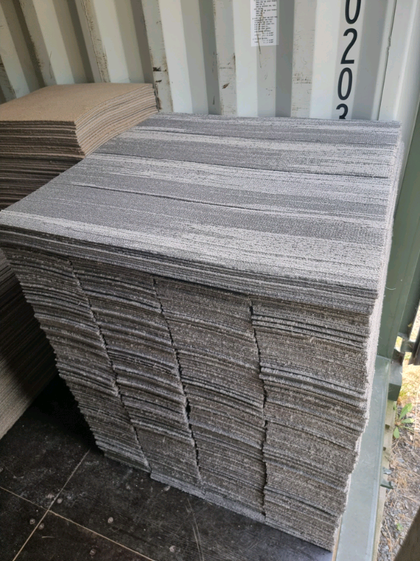 image for 90 x GREY PATTERN CARPET TILE PLANKS £1.20 EACH