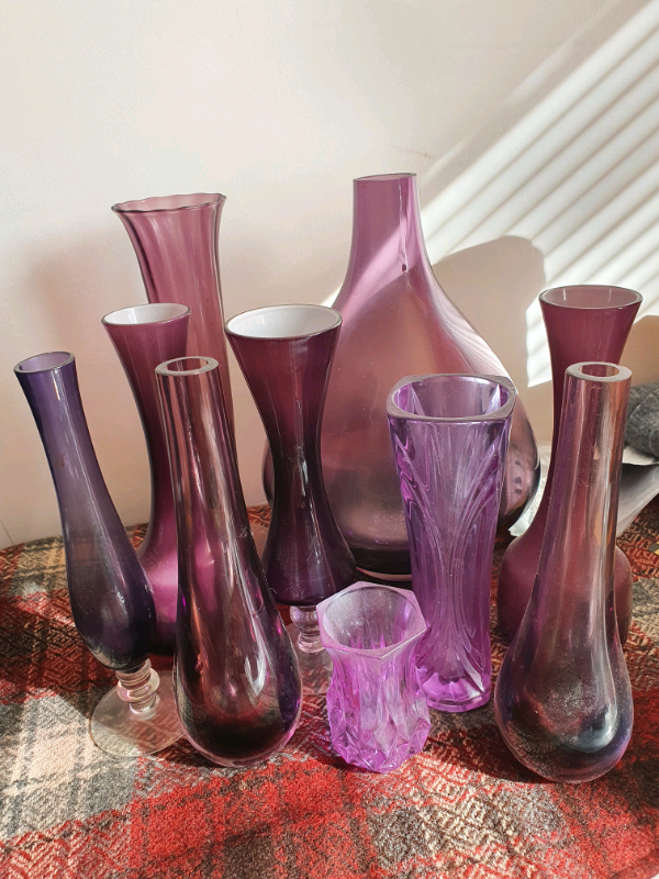 image for Purple glass bud vases