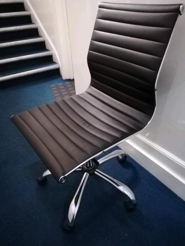 STANDARD HEIGHT BACK CLASSIC SWIVEL OFFICE BLACK Faux LEATHER CHAIR Adjustable Height V. COMFORTABLE