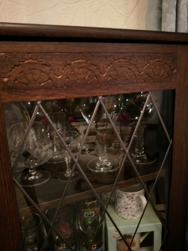 Dark Wood Display Cabinet/ Book Case 