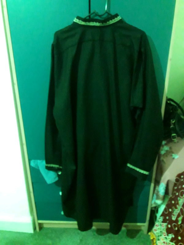 Men's Asian 2-piece zip fitting black shirt (2XL) 