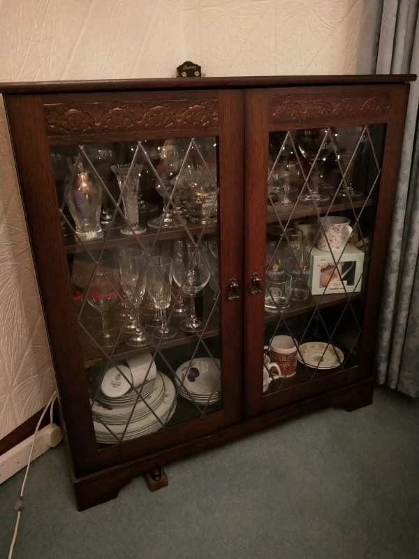 Dark Wood Display Cabinet/ Book Case 