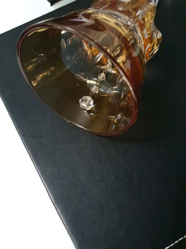 Crystal Glass Bell Clear w/ Amber Yellow Flashed King.