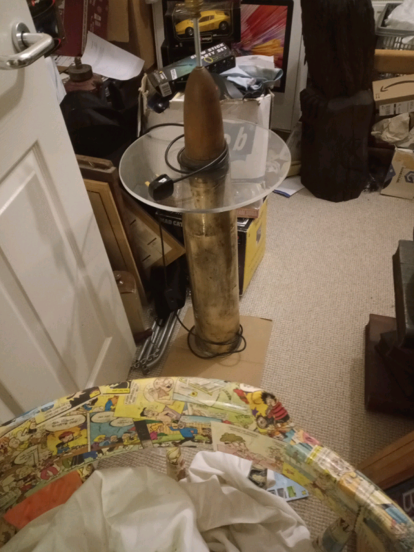 Large Military Shell Lamp Table Man Cave 