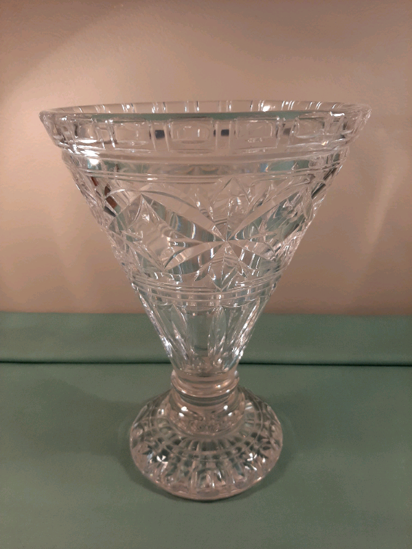 image for Large Heavy Cut Glass Vase