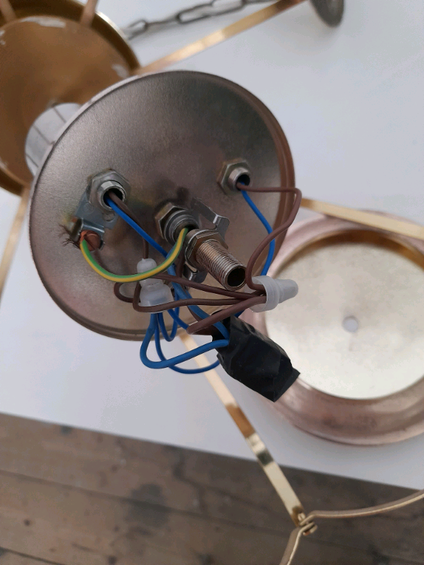 Large light fitting with glass lampshade