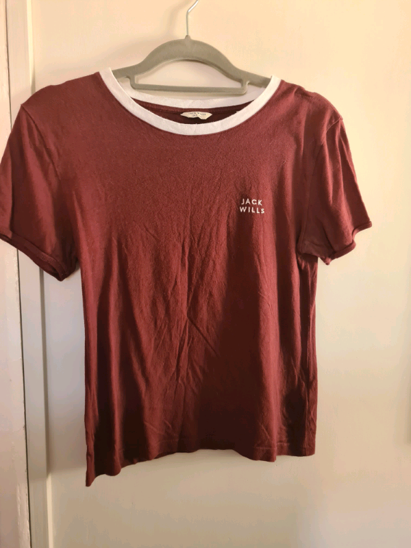 image for Jack wills ladies burgundy t shirt size 10