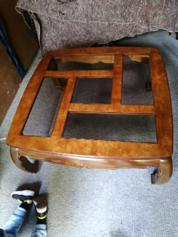 Modern burr walnut coffee table 