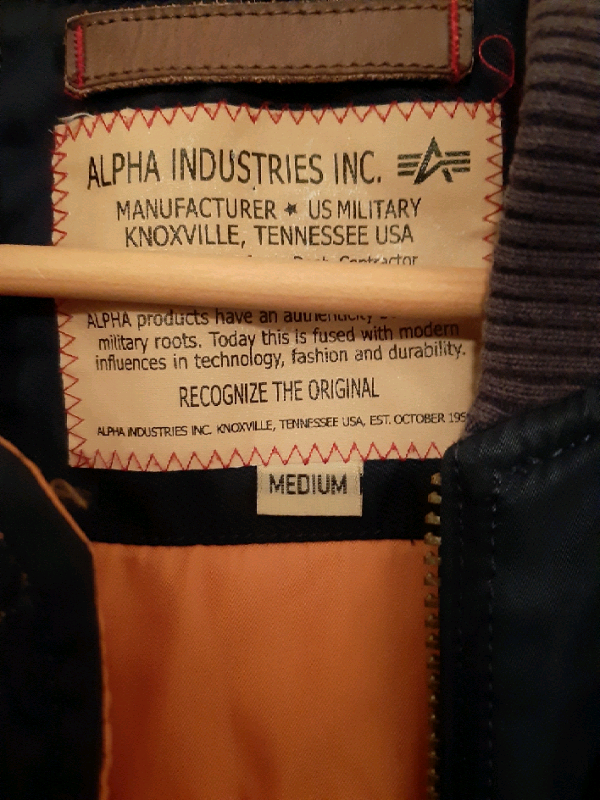 alpha industries bomber jacket medium