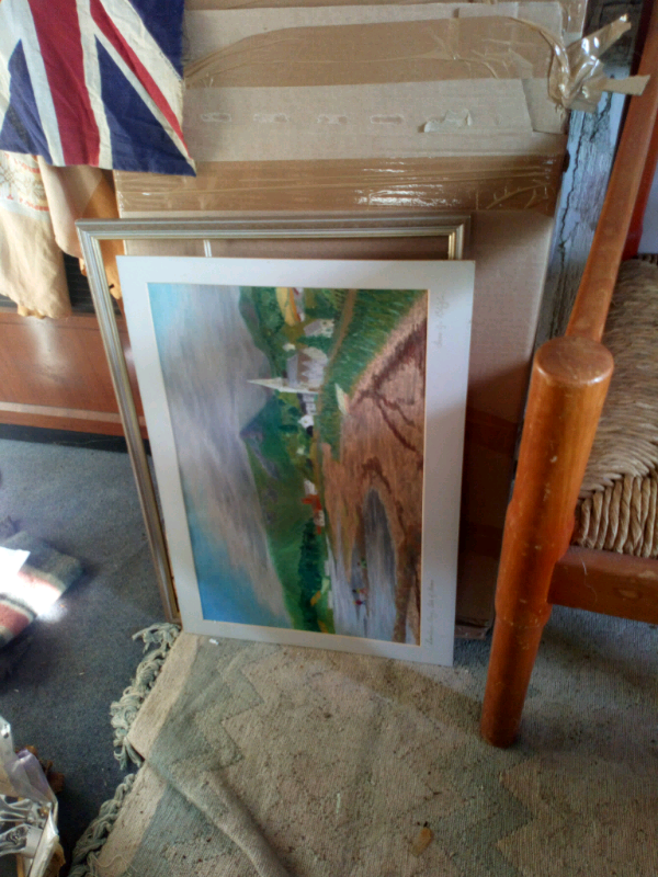 Painting by local devon artist needs re framing but in great shape 