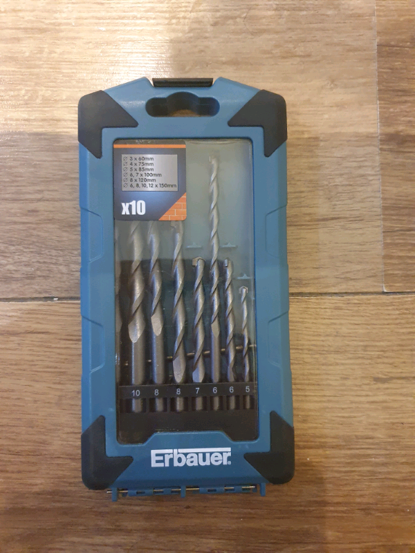 image for New Erbauer 10 piece Masonry drill bit set