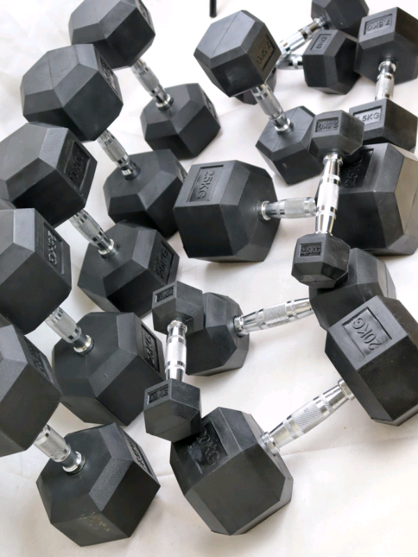 Rubber hex dumbbells 5kg-40kg Brand New