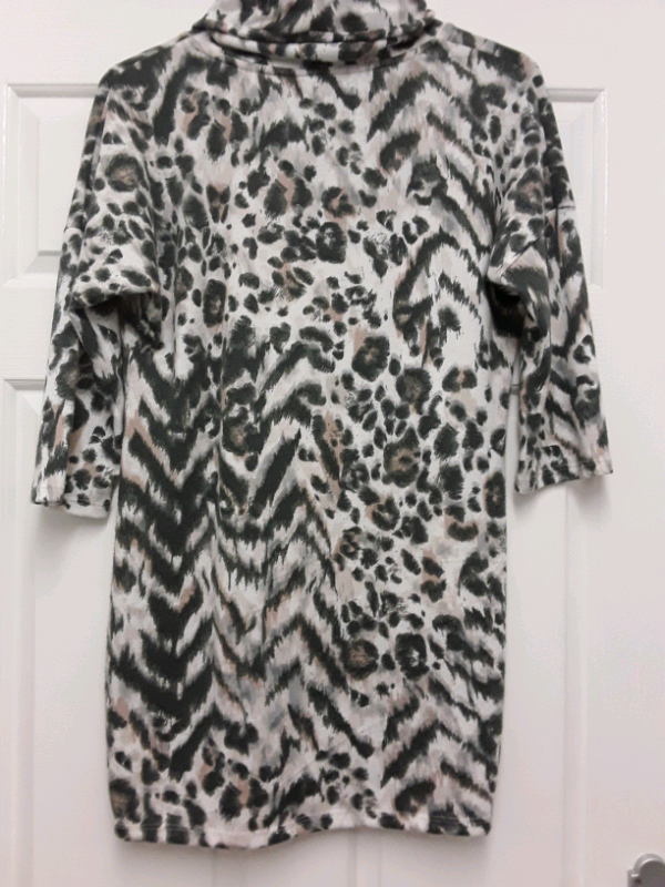 F&F ANIMAL PRINT LONG TOP/SHORT DRESS SIZE 14 (NEW) COWL NECK