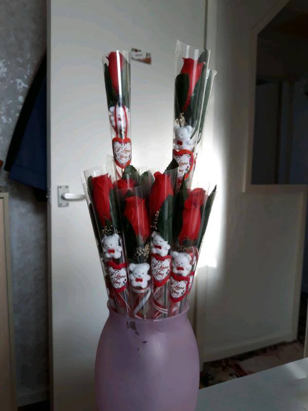 Red silk Roses