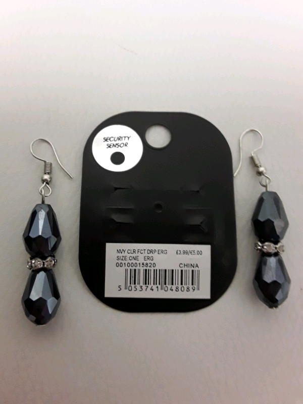 QUIZ EARRINGS PIERCED (NEW) BLUE