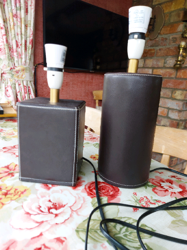 image for Lovely Pair of Matching Faux Leather Table Lamps.