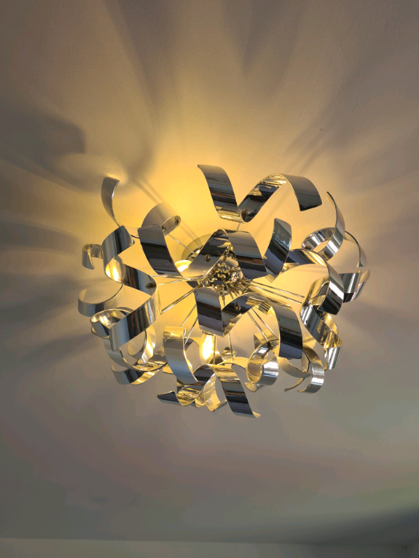 Decorative 3 Bulb Silver Spiral Ceiling Light