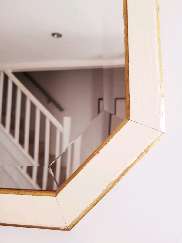 Octagonal vintage mirror with cream and gold frame
