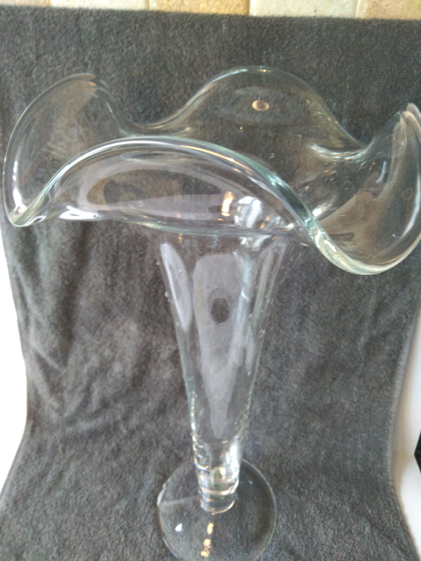 Tall Ruffled Edge glass vase 