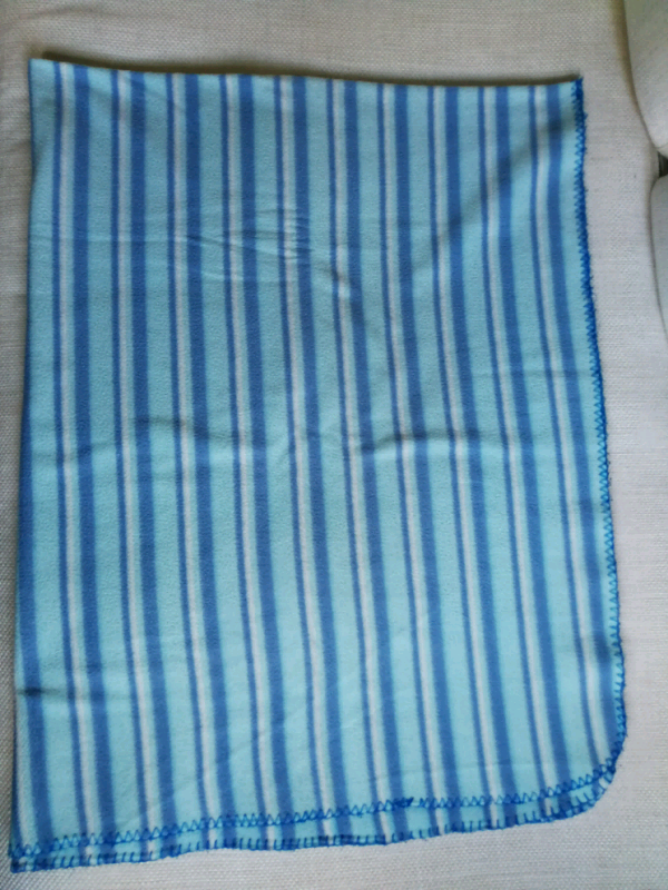 image for Blue striped soft warm throw 170cm x 130cm