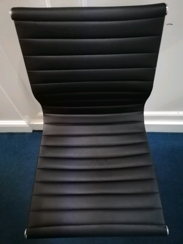STANDARD HEIGHT BACK CLASSIC SWIVEL OFFICE BLACK Faux LEATHER CHAIR Adjustable Height V. COMFORTABLE