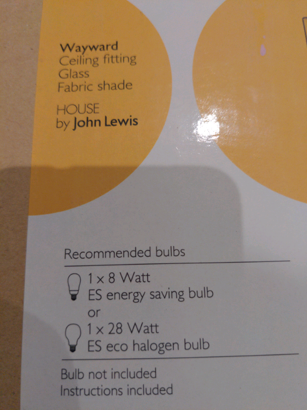 Glass and fabric ceiling light shade from John Lewis 