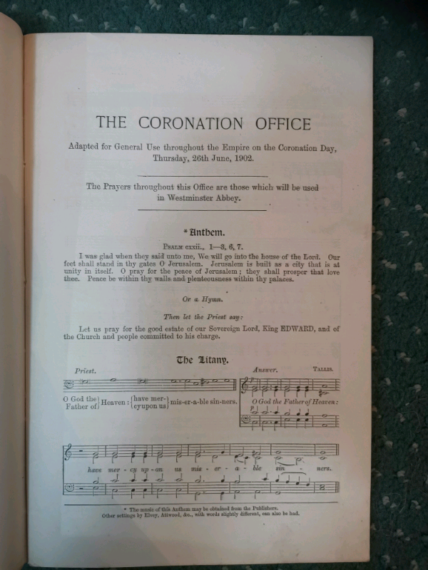 Coronation service programme 1902 original 