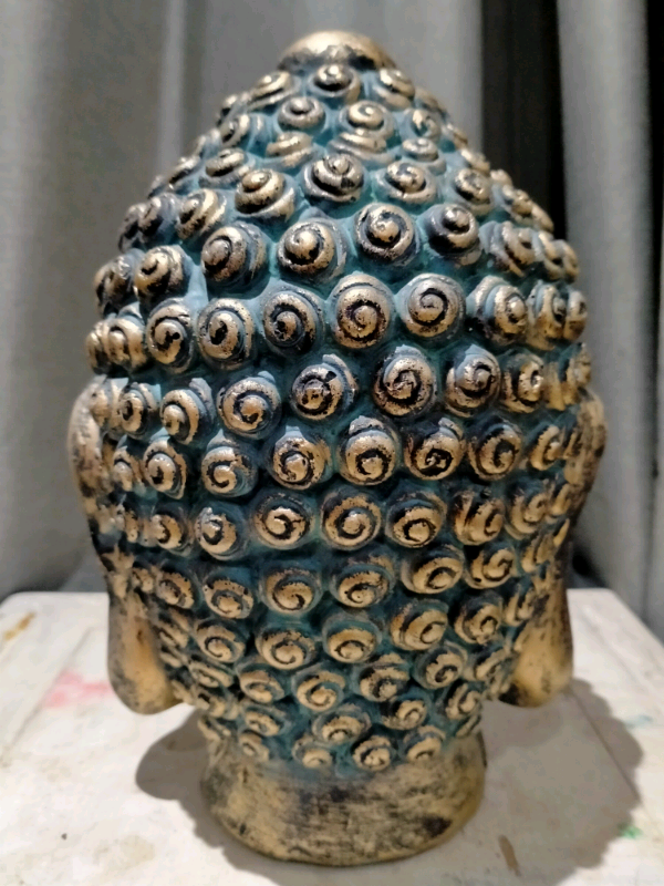 Large Buddha Head Ornament 24cm Tall Indoor Vintage Rustic Bronze New