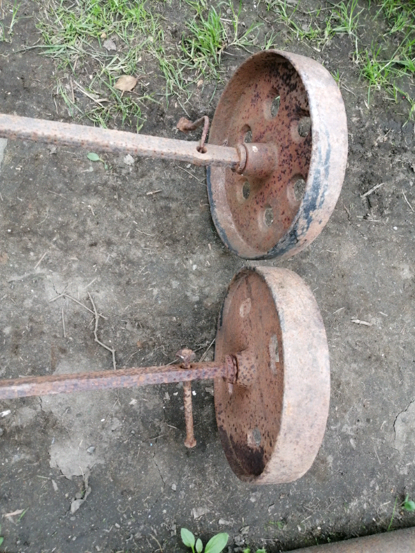 Cast iron wheels and axles