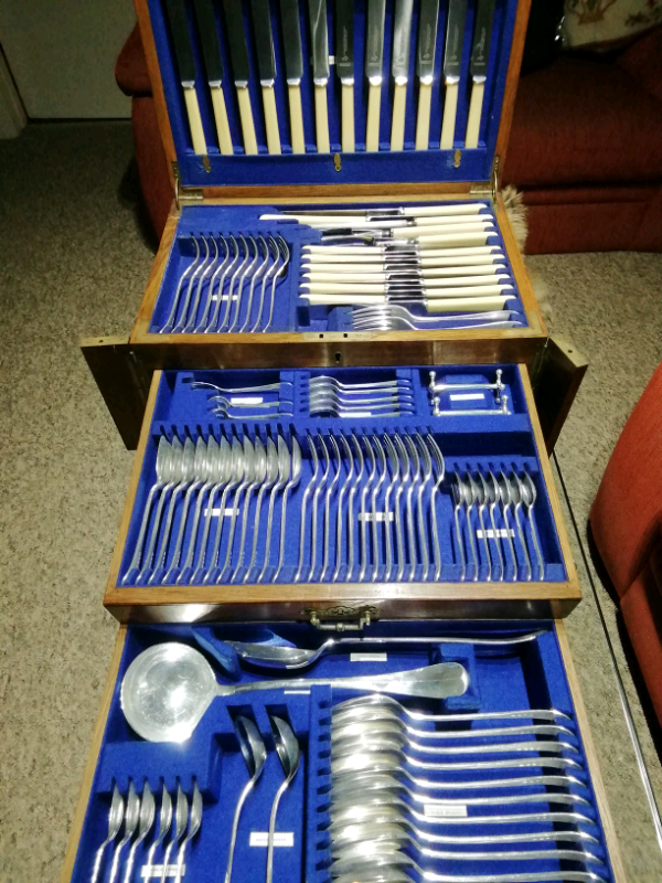image for 106 pieces Atkin Brothers rats tail cutlery 